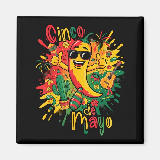 幸せなシンコデマヨ祭りメキシコパーティー5デマヨ マグネット (正面)