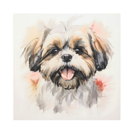 幸せなシーズー子犬のインク・ポートレート メタルプリント