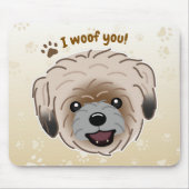 幸せなシーツゥーの犬好き I Woof You パウズ マウスパッド (正面)