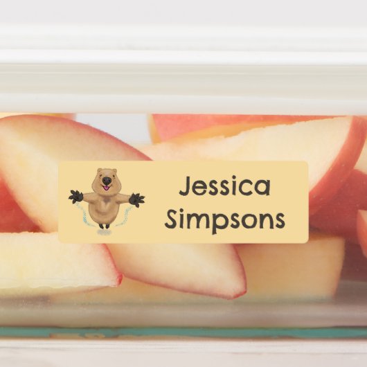 幸せなジャンプquokka漫画パーソナライズされた ラベル (貼付)