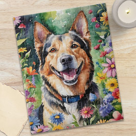 幸せなジャーマンシェパードの肖像画 水彩画の動物 ジグソーパズル
