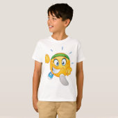 幸せなジョギング絵文字カートゥーンランナー Tシャツ (正面フル)