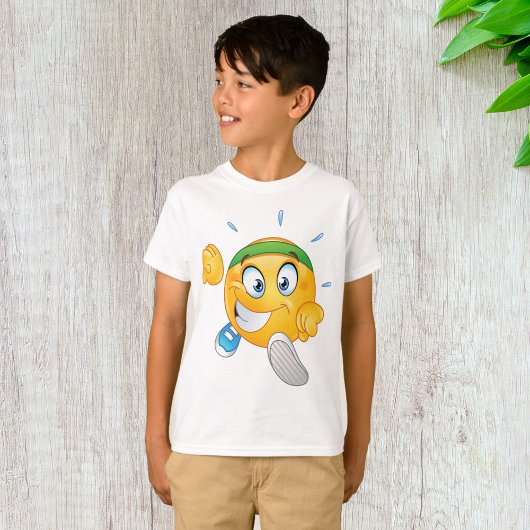 幸せなジョギング絵文字カートゥーンランナー Tシャツ