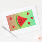 幸せなスイカとベビー 長方形シール (封筒)