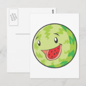 幸せなスイカのフルーツ笑顔 ポストカード (正面/裏面)