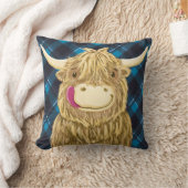 幸せなスコットランドの高地牛 クッション (ブランケット)