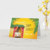 幸せなスコット スッカ、ルラヴとエトログ 水彩 カード (黄色い花)