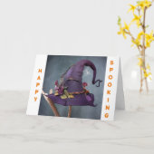 *幸せなスプーキングとおもしろい** カード (黄色い花)