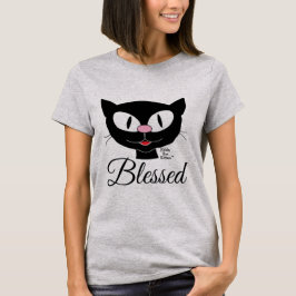 幸せなスマイルのキャラクター猫 スピリチュアル Tシャツ