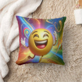 幸せなスマイル顔踊りと喜び装飾用クッション。 クッション (ブランケット)
