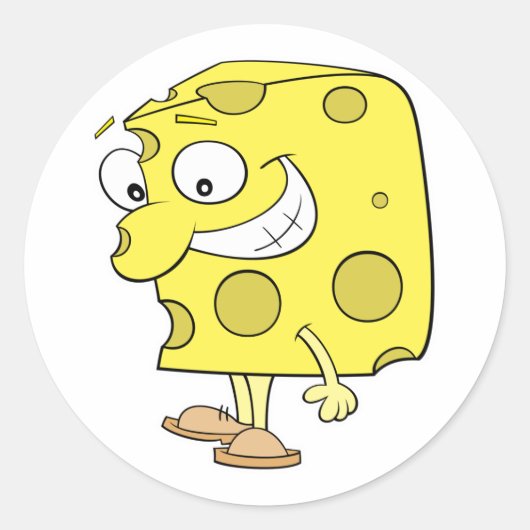 幸せなス間抜けイスのチーズ ラウンドシール (正面)