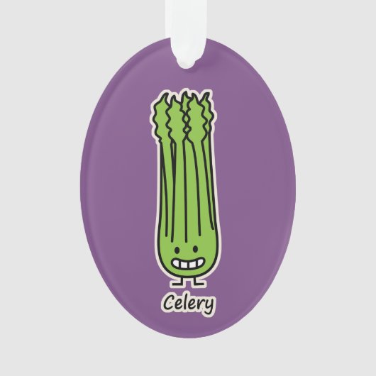 幸せなセロリの茎の束の緑繊維の野菜 オーナメント (正面)