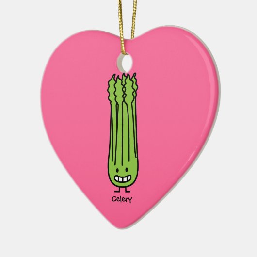 幸せなセロリの茎の束の緑繊維の野菜 セラミックオーナメント (左)