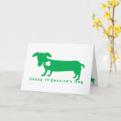 幸せなセントパトリックの日のダックスフント カード (黄色い花)