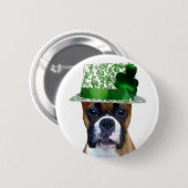幸せなセントパトリックの日のボクサーボタン 缶バッジ (正面&裏面)