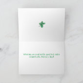 幸せなセントパトリックの日の小妖精の虹の金ゴールド カード (内部)