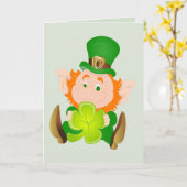 幸せなセントパトリックの日の小妖精 カード (黄色い花)