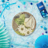 幸せなセントパトリックの日の白い花 ペーパープレート (パーティー)