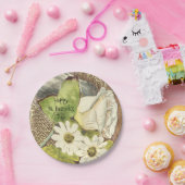 幸せなセントパトリックの日の白い花 ペーパープレート (パーティー)