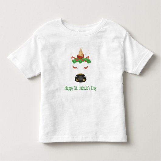 幸せなセントパトリックの日の魔法のユニコーン、子供 トドラーTシャツ (正面)