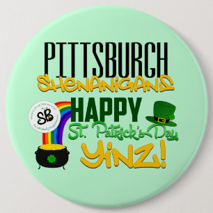 幸せなセントパトリックの日のYinzメガボタンPin 缶バッジ