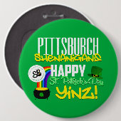 幸せなセントパトリックの日のYinzメガボタンPin 2 缶バッジ (正面&裏面)