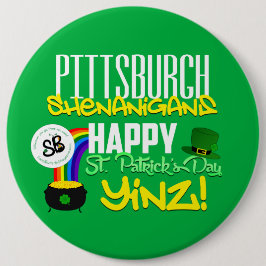 幸せなセントパトリックの日のYinzメガボタンPin 2 缶バッジ