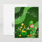 幸せなセントパトリックの日 Leprechaun シーズンカード (正面/裏面)