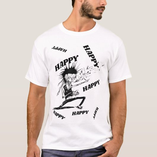 幸せなゾンビ メンズ 白Tシャツ Tシャツ (正面)