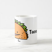 幸せなタコスのトウモロコシの貝のビーフ肉サルサのメキシコ人の食糧 コーヒーマグカップ (中央)
