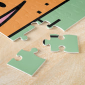 幸せなタコスのトウモロコシの貝のビーフ肉サルサのメキシコ人の食糧 ジグソーパズル (側面)