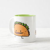 幸せなタコスのトウモロコシの貝のビーフ肉サルサのメキシコ人の食糧 ツートーンマグカップ (正面左)