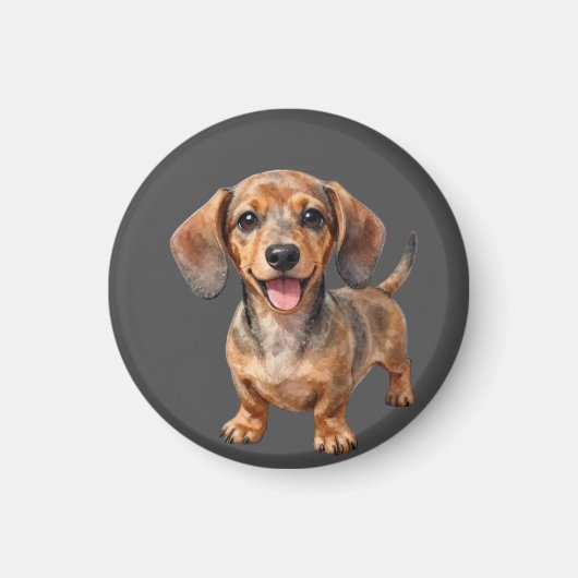 幸せなダックスフンドの子犬 マグネット (正面)