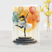 幸せなダンサーの誕生日カード カード (黄色い花)