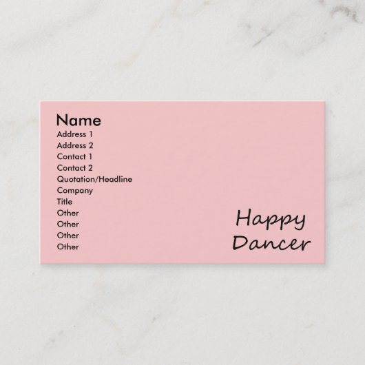 幸せなダンサーの黒の原稿 名刺 (正面)