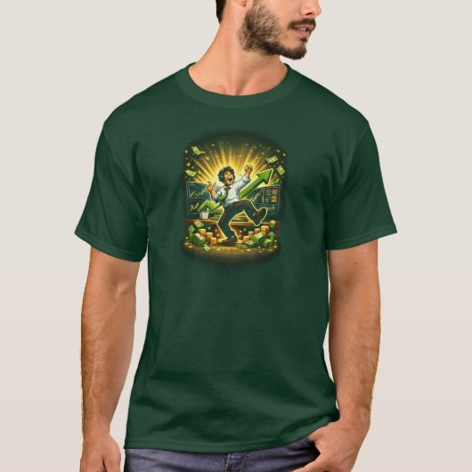 幸せなダンシングトレーダー強気相場Tシャツ Tシャツ (正面)