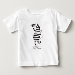 幸せなダンスをするシマウマの新生児ベビー服 ベビーTシャツ