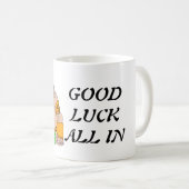 幸せなテキサス州の幸運はすべてそれらをトランプのポーカー仏握ります コーヒーマグカップ (正面右)