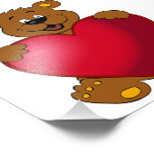 幸せなテディベアとハート漫画の女の子 フォトプリント            (角)