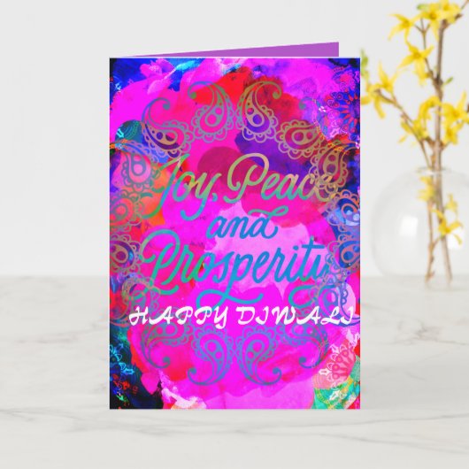 幸せなディワリ カード (黄色い花)