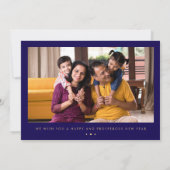 幸せなディワリ　ラングオリーパターン　ダークブルー シーズンカード (裏面)