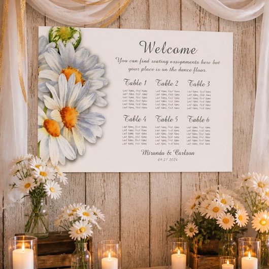 幸せなデイジーの結婚式座席表 36"x24" ポスター