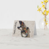 幸せなトカゲの誕生日 カード (黄色い花)