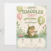 幸せなトドラー・デイ 1歳の誕生日招待状 招待状 (正面/裏面)