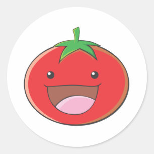 幸せなトマトの微笑 ラウンドシール