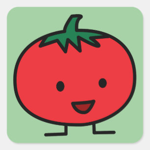 幸せなトマトの赤い野菜フルーツ スクエアシール