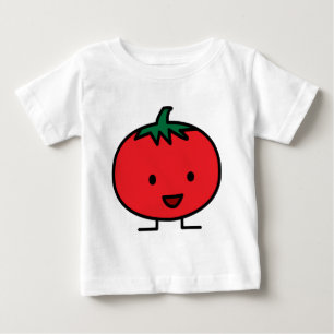 幸せなトマトの赤い野菜フルーツ ベビーTシャツ