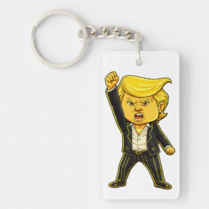 幸せなトランプのミーム トランプアート ファイト ファイト 怒ったトランプ キーホルダー