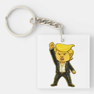 幸せなトランプの胸ピン・ミーム 戦え 戦え 怒ったトランプ ポップ キーホルダー