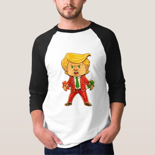幸せなトランプ 笑えるトランプ 牛 熊 トランプ メーム ちびキャラ Tシャツ (正面)